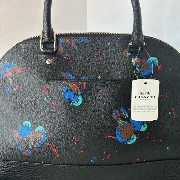 Coach NWT Sierra Satchel Signature Print With Bird Design Double Zip Closure - Picture 9 of 11